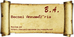Becsei Annamária névjegykártya